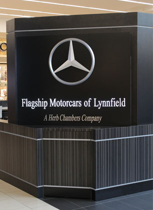 Mercedes-Benz Logo at the Flagship kiosk in mall